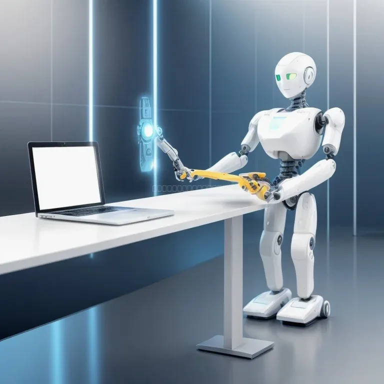 Industrijski robot in zaslon nadzornega sistema